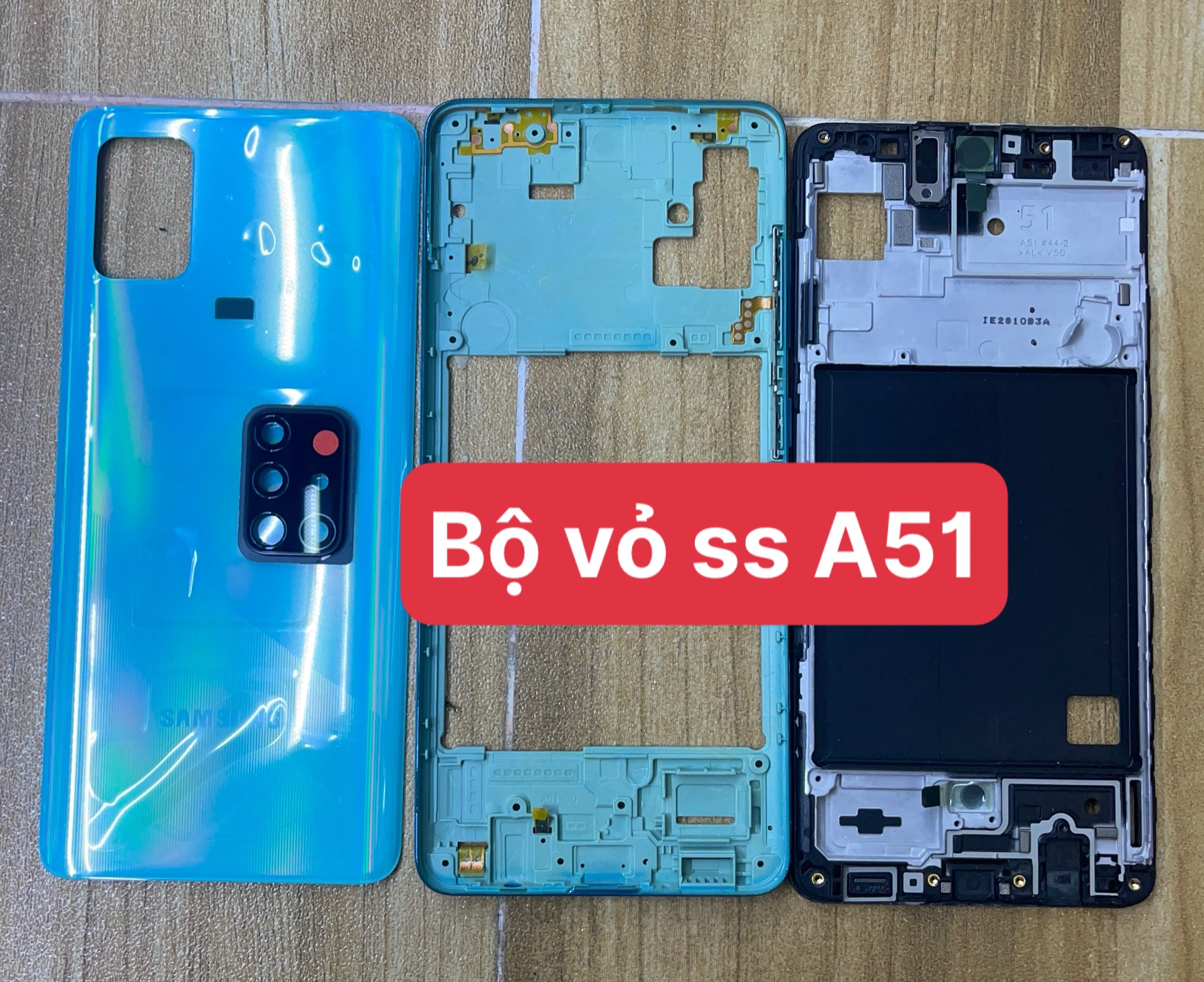Bộ xương vỏ sam sung A51(GỒM;LƯNG,SƯỜN,PHÍM BẤM,KÍNH CAM)