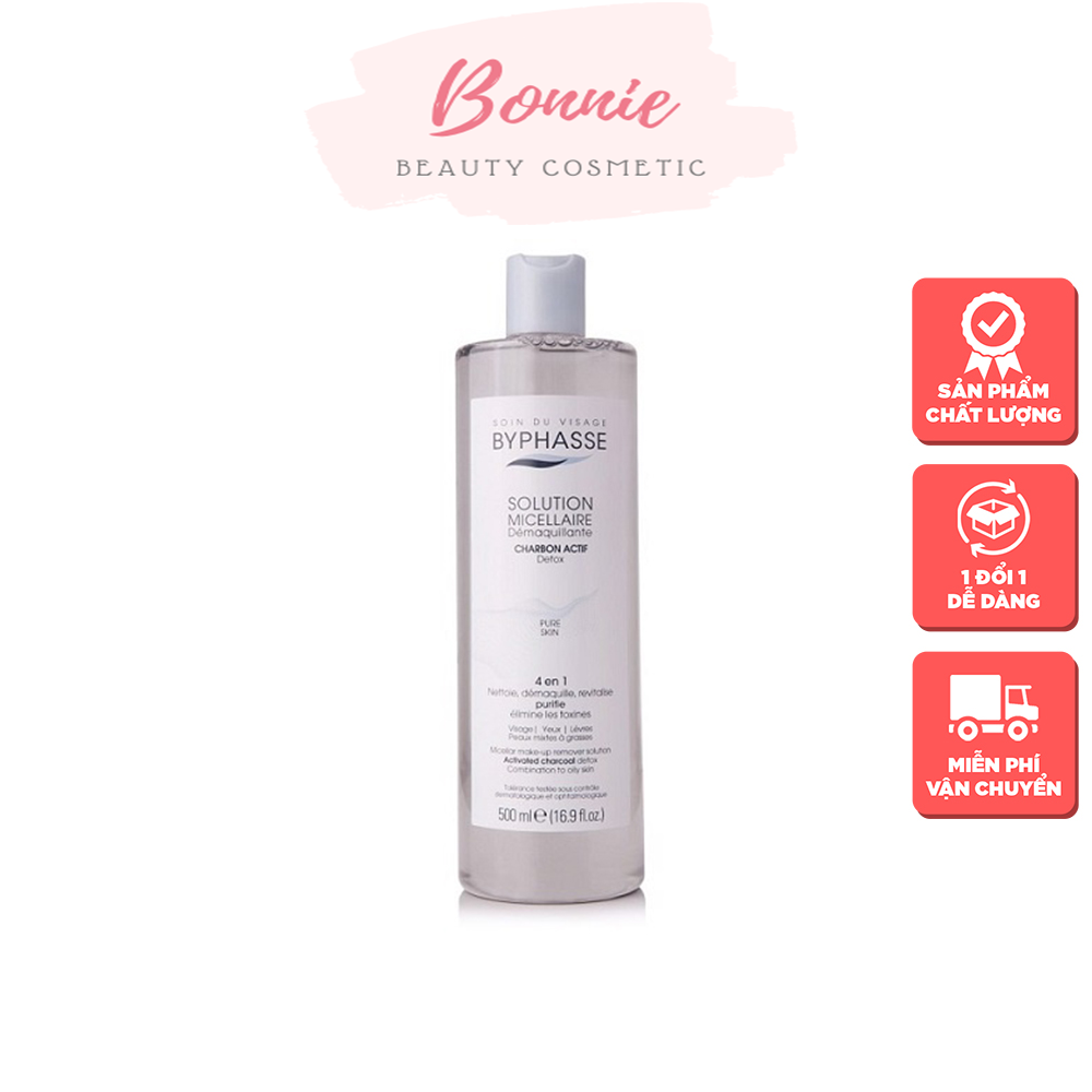 Nước Tẩy Trang Than Hoạt Tính Byphasse Solution Micellaire Charbon Actif Detox Pure Skin 500ml