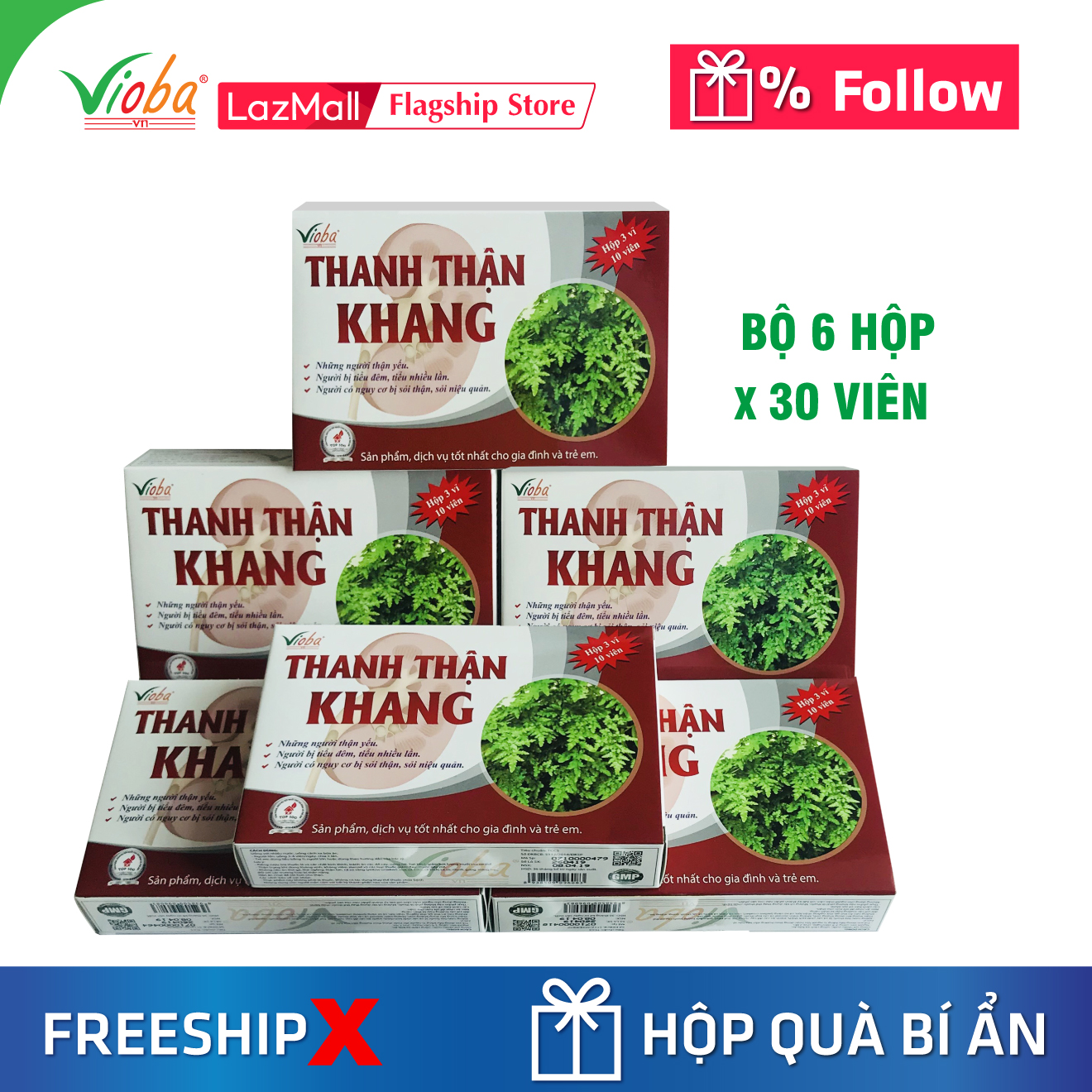 Viên uống bổ thận, tăng cường chức năng lọc của thận. Giảm tiểu đêm, tiểu nhiều lần, tiểu buốt, tiểu rắt. Hỗ trợ thải cặn thận, giảm nguy cơ hình thành sỏi thận. Thanh Thận Khang của Vioba, hộp 30 viên. h