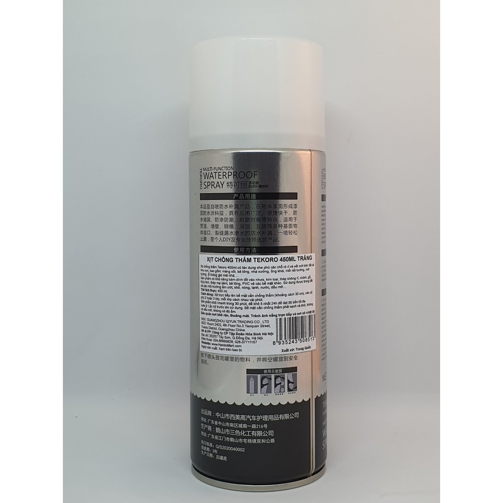 Xịt chống thấm rò rỉ nước tekoro Hando 450ml