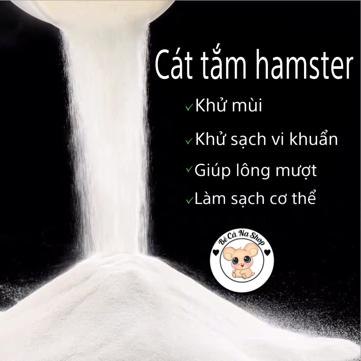 Cát tắm cho hamster ( thơm dai,cát trắng mịn) bao 1kg (bé cà na)