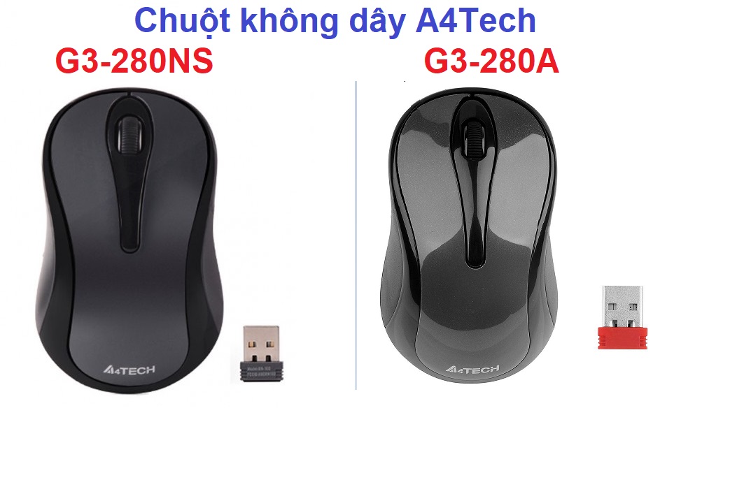Chuột không dây A4Tech WIRELESS ( G3-280NS ) Màu Đen Chính Hãng