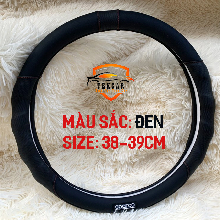 The steering wheel cover, leather steering wheel Sparco for car Toyota Camry, Altis, vios, Fortuner, innova, Prando, steering, wrap leather volang, protect the steering wheel cover original The Line Auto car Universal size 38-39cm