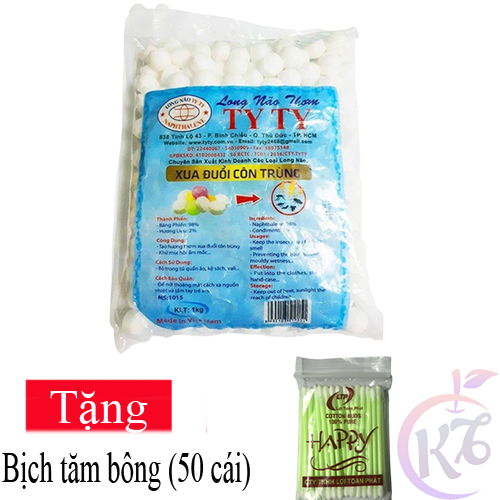 Long não thơm Ty Ty bịch 1kg Tặng 1 bịch tăm bông - băng phiến TYTY bịch 1 kg viên nhỏ xua đuổi chuột, côn trùng, kiến, gián