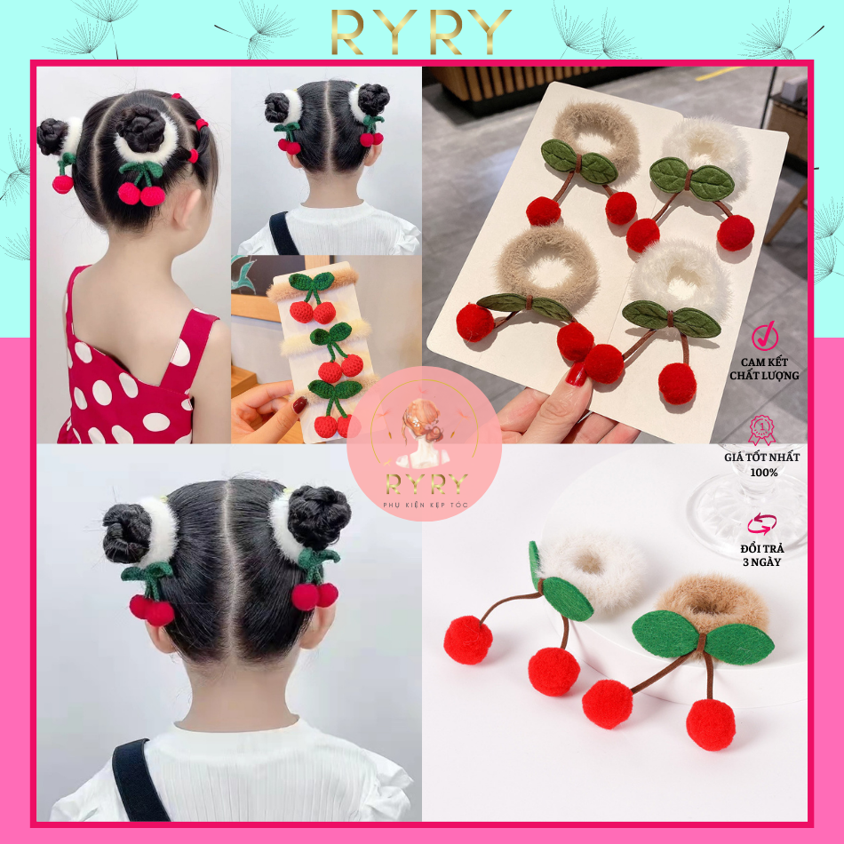 Dây Cột Tóc Cho Bé Chùm Cherry Xinh Xắn
