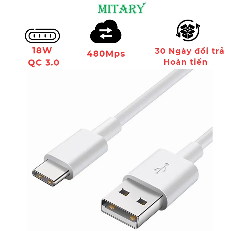 cáp sạc type c hỗ trợ sạc nhanh Qc3.0 18W Cho Điện Thoại Android ...