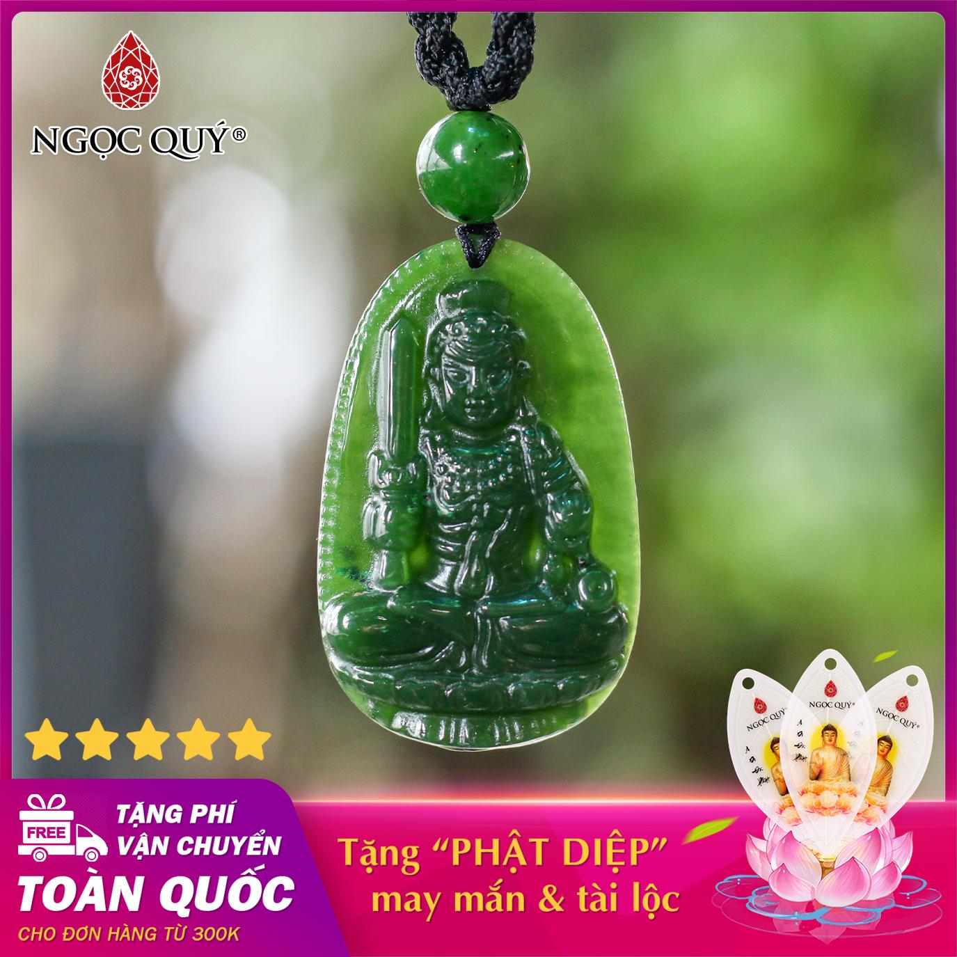 [HCM]Mặt dây chuyền đá ngọc bích Bất Động Minh Vương Phật bản mệnh tuổi Dậu hợp nam và nữ 3.6 x 2.3cm (màu xanh ngọc) - Ngọc Quý Gemstones