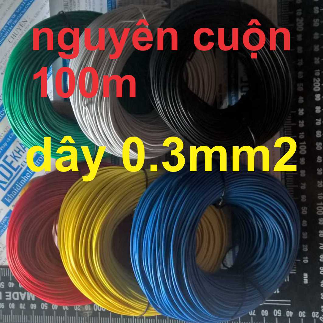 dây điện đơn RV (SỢI ĐỒNG NHỎ) mềm 0.3mm 0,3mm (nguyên cuộn 100 mét) kde1667
