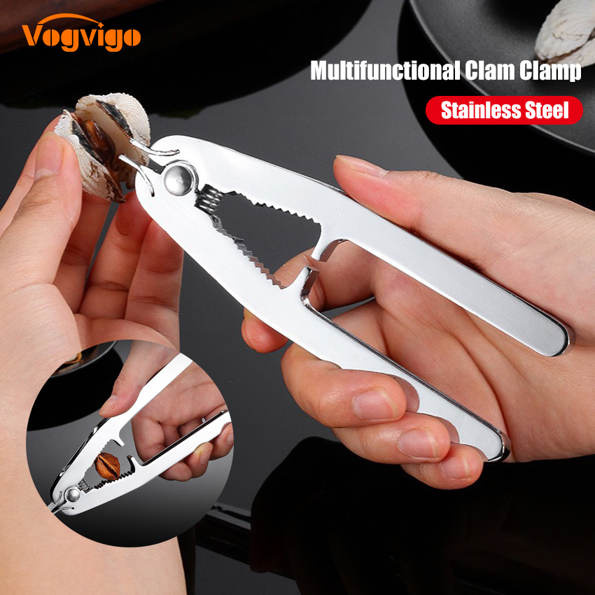 Stainless Steel Clam Opener Seafood Scallops Oysters Sea Clam Shell Opener Non-Slip Clip Barbecue Seafood Tools Kitchen Accessories