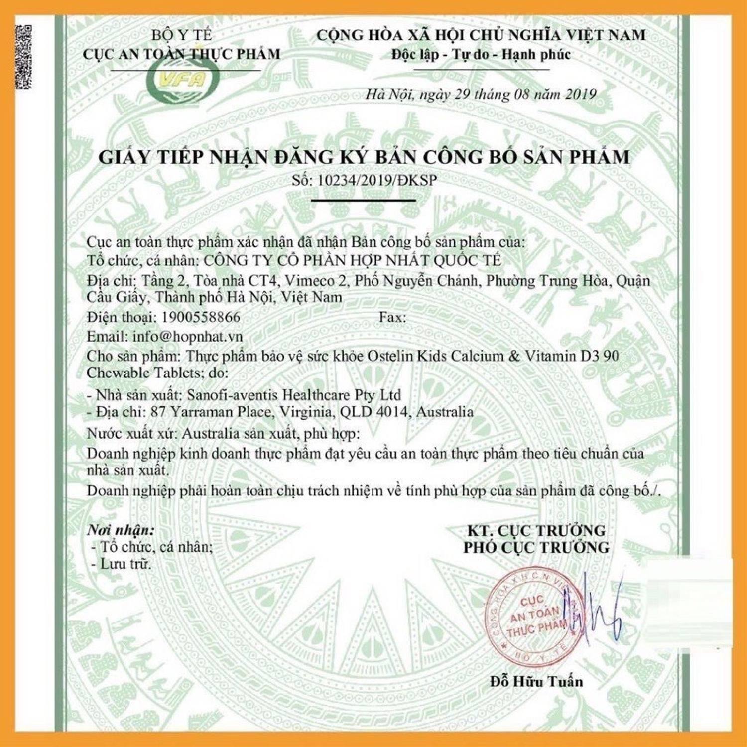 Canxi Bầu Ostelin 130 viên