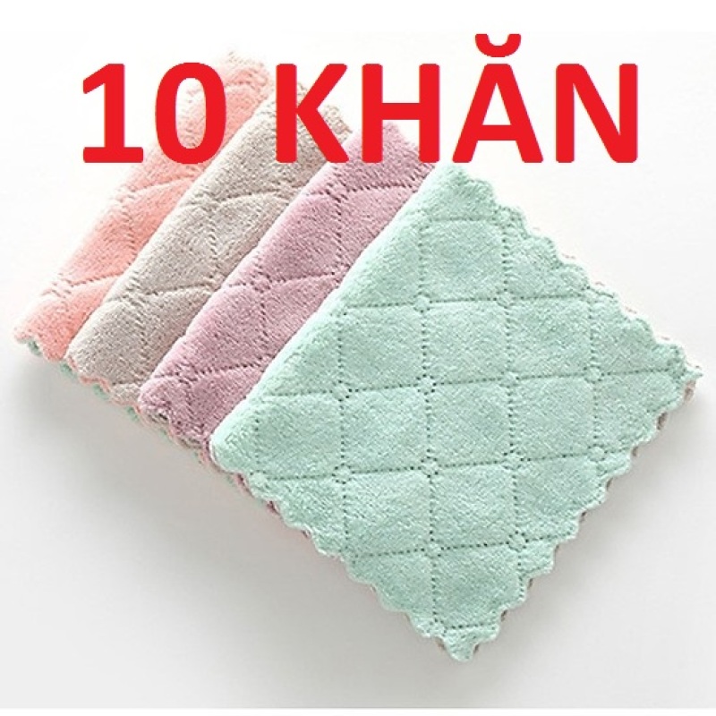 Bộ 10 khăn lau đa năng  mền mịn thấm hút cực tốt (25cm x 15cm)