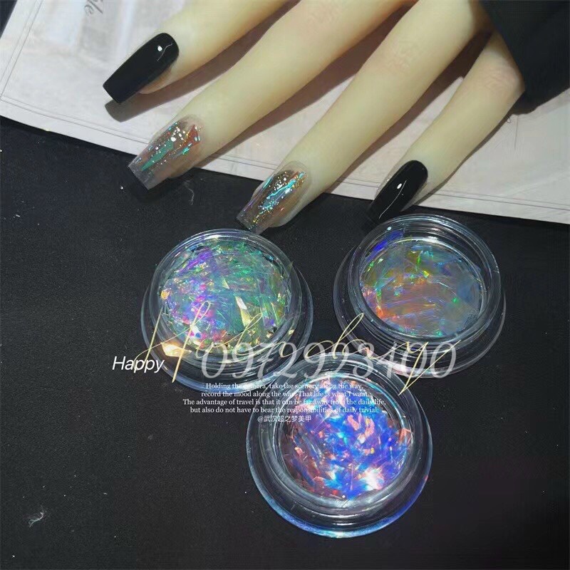 Giấy Bóng Kiếng Trang Trí Móng 3D ,Set 3 hũ - Mini Nails