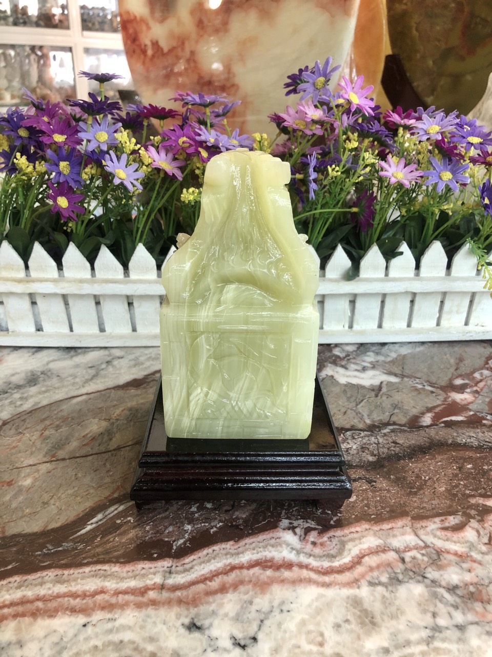 Ấn Rồng phong thủy đá ngọc Onyx - Cao 15 cm