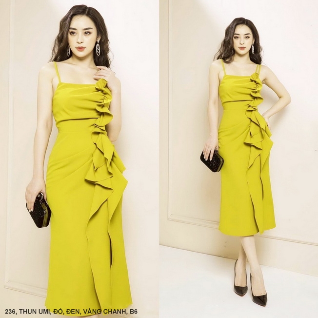 MyDu Shop | MS 2364 Đầm 2 Dây – Chất Thun Umi, Bèo Dọc, Che Bụng Thanh Lịch