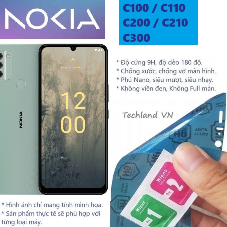Cường Lực Phủ Nano Nokia C100 / C200 / C300 / C110 / C210 - Trong Suốt, Không Full Màn, Không Viền Đen