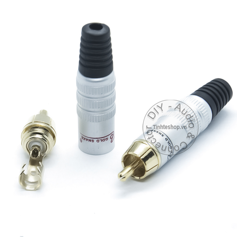 2 chiếc - Đầu jack hàn dây cáp AV Audio Video Coaxial Goldsnake gold 24K chuôi cao su co dãn