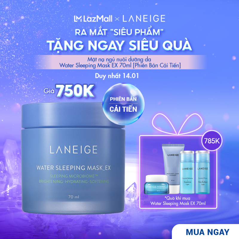 Mặt nạ ngủ dưỡng ẩm và tăng khả năng tự-vệ của da da phiên bản cải tiến LANEIGE Water Sleeping Mask EX 70ml giá rẻ
