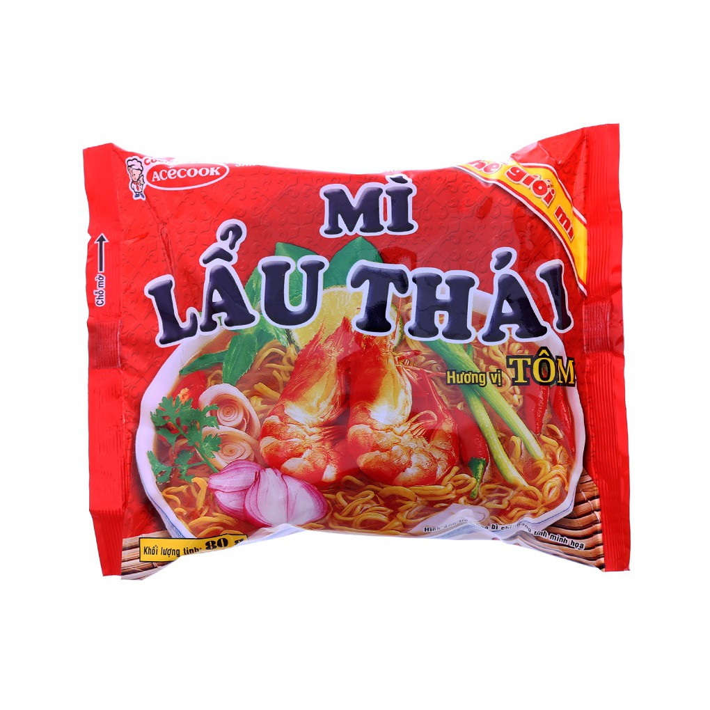 Thùng 30 gói mì Lẩu Thái tôm 80g