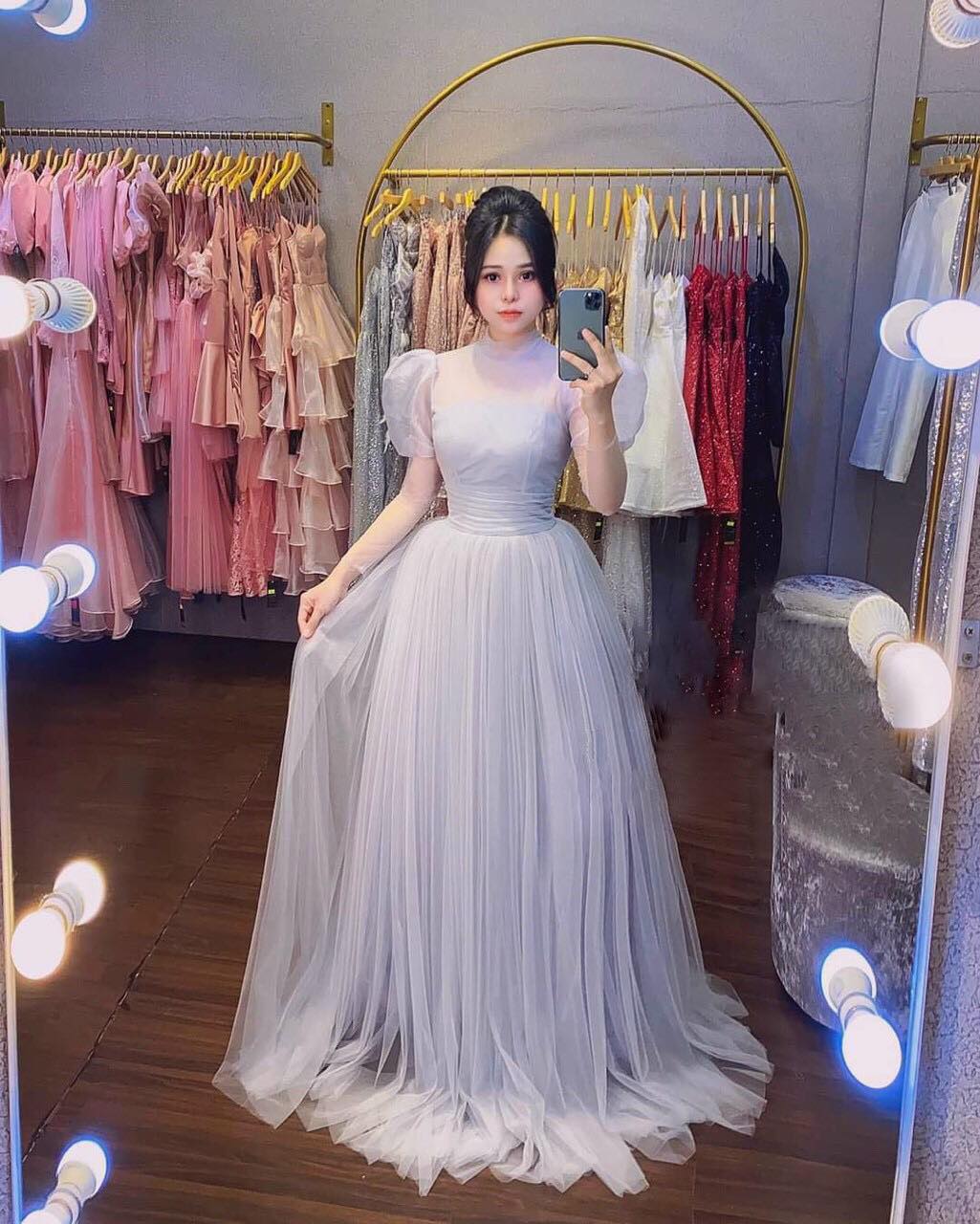 Đầm maxi dự tiêc tay dài phồng bo eo sang trọng TRIPBLE T DRESS size M/L - MS304V