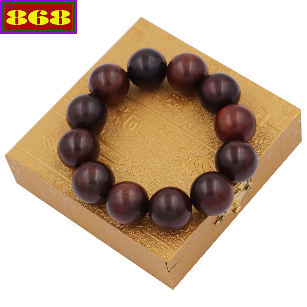 Vòng chuỗi tay gỗ đàn hương nâu 20 ly hạt kèm hộp gỗ