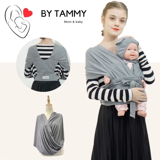 Địu vải sling cho bé Tammy-CẢI TIẾN 3- trợ lực bấm- chỉnh size