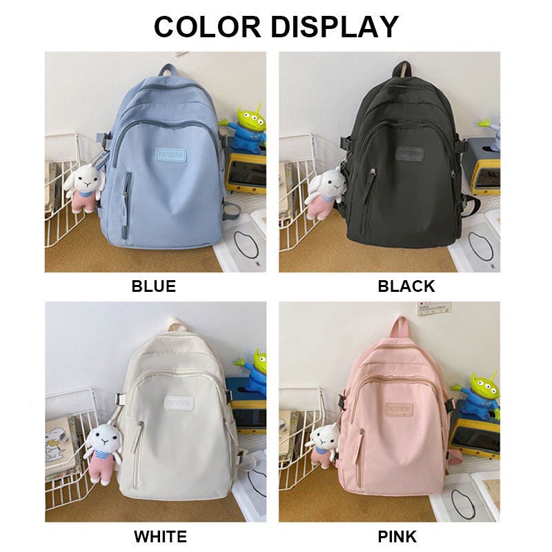 Balo Nữ Ulzzang Đi Học Basic Trơn Unisex Vải Dù Mịn Giá Rẻ BL05