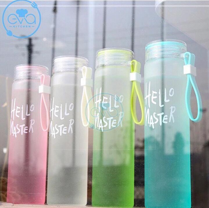 Hello Master Gradient Glass Water Bottle 450ml – Korean Matte Body Pastel Color