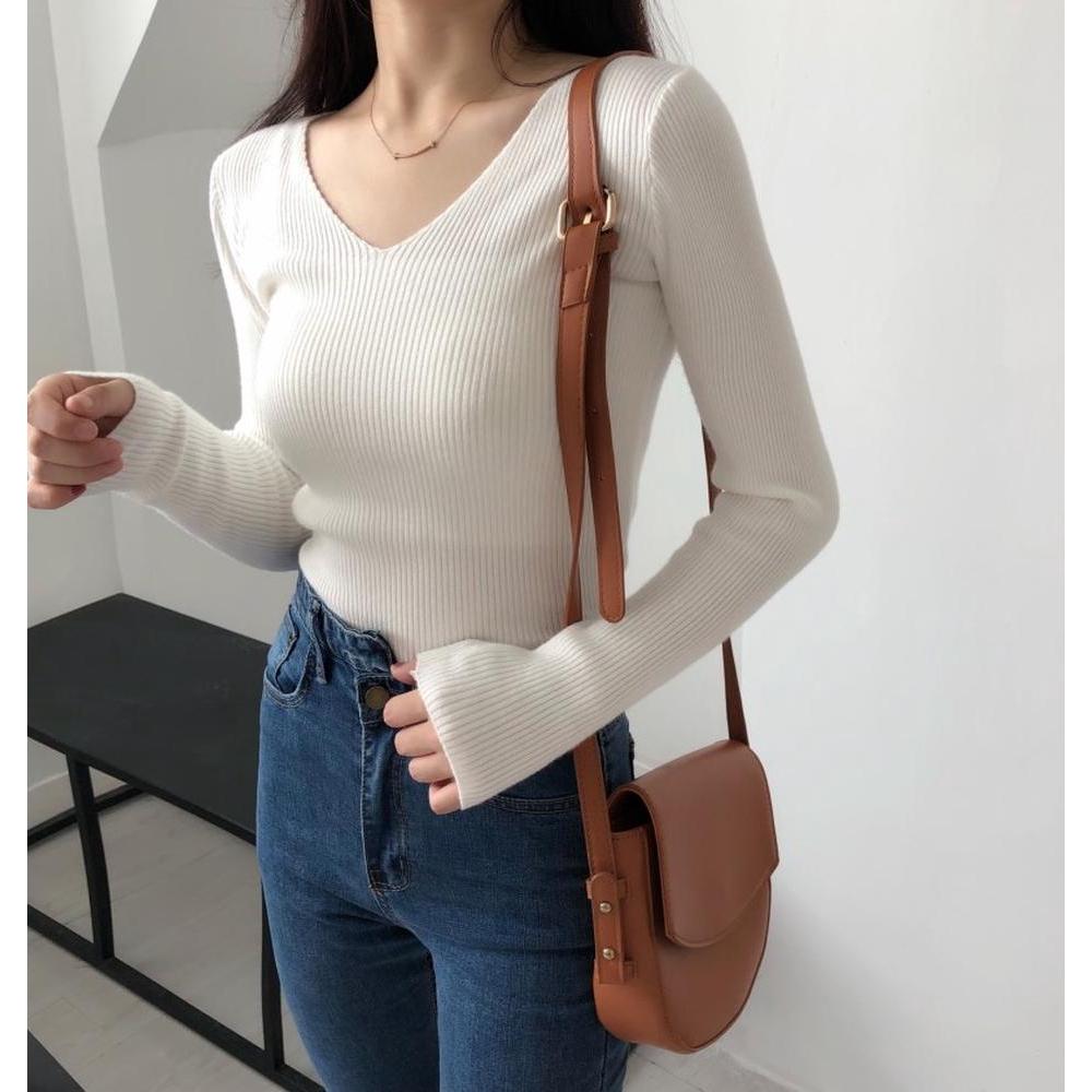 [HCM]Áo Tay Dài Len Cổ Tim
