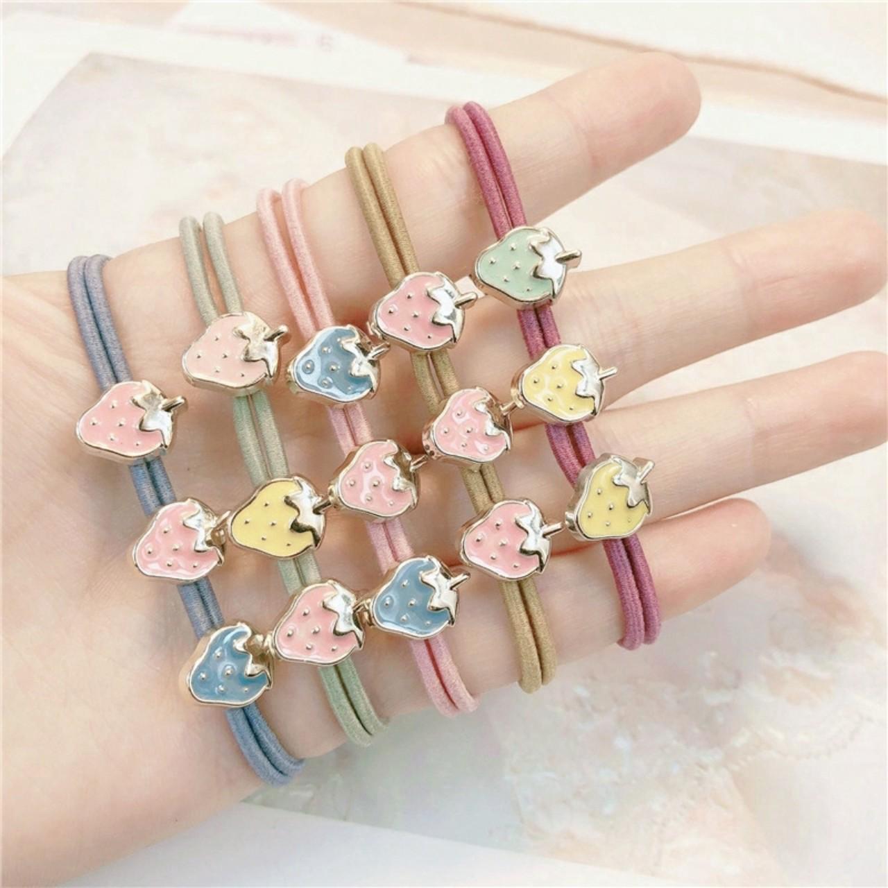 Thun cột tóc hình trái dâu - 01 thun