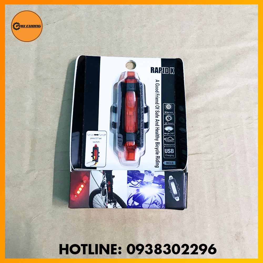 Đèn sau xe đạp RapidX AQY-093 [ Chính Hãng ]