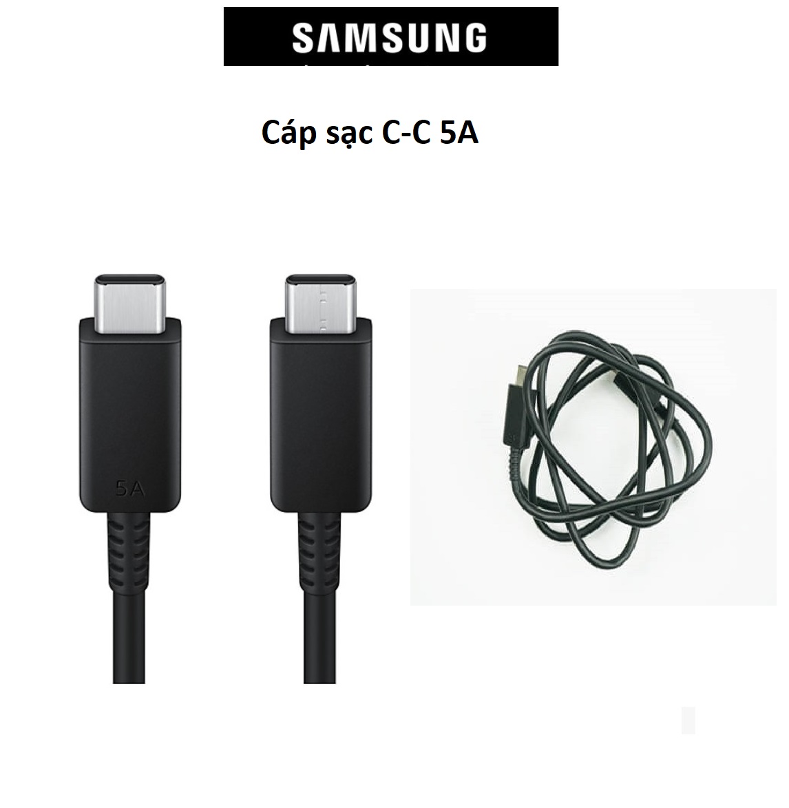 Cáp sạc C-C 5A, 1.M/1M8 (Dành cho củ sạc 45W)