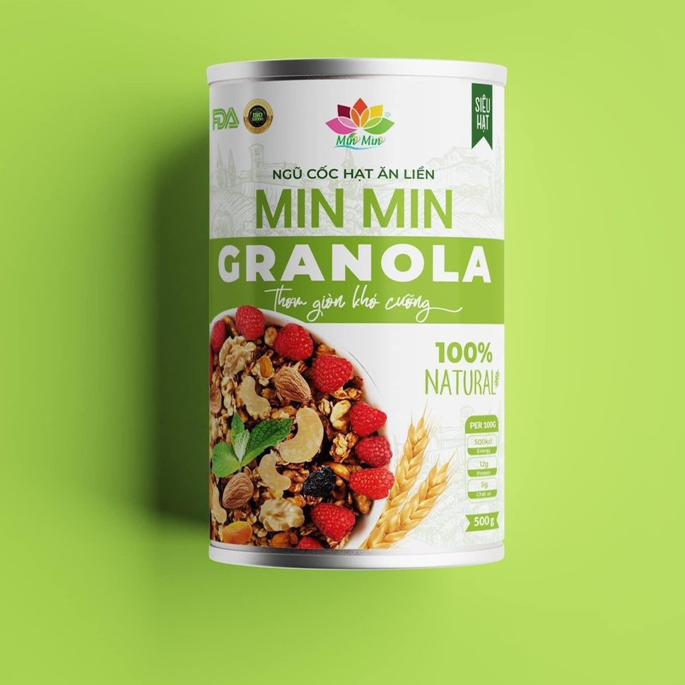 ( Mẫu mới ) Ngũ Cốc Hạt Ăn Liền Min Min Granola cao cấp