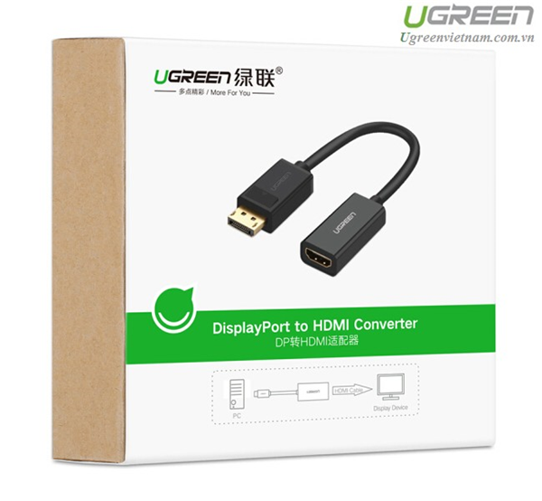Cáp chuyển Displayport sang HDMI  Ugreen 40362 cao cấp