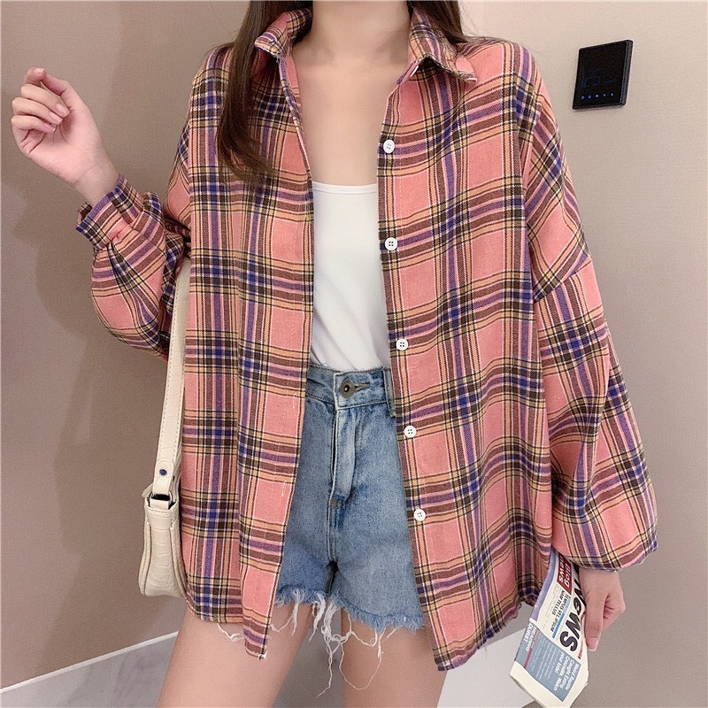 [HCM]Áo sơ mi carô phong cách retro HK cá tính