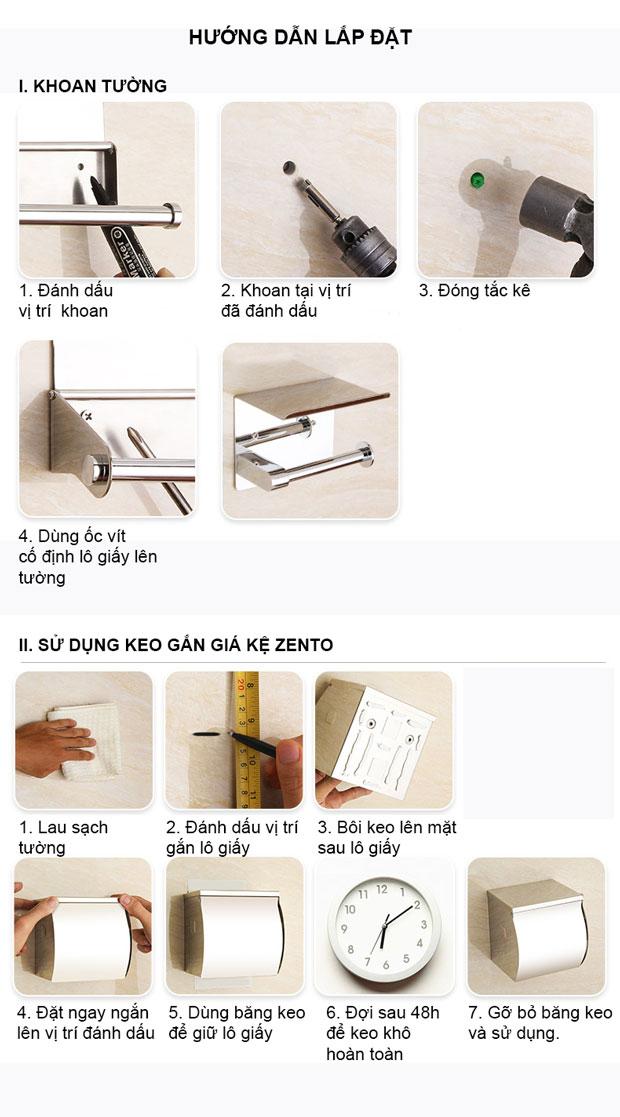 Lô giấy vệ sinh inox Zento HB1123