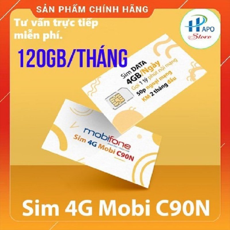 ( GIÁ RẺ) Sim 4G Mobifone C90N Data 4Gb/Ngày,