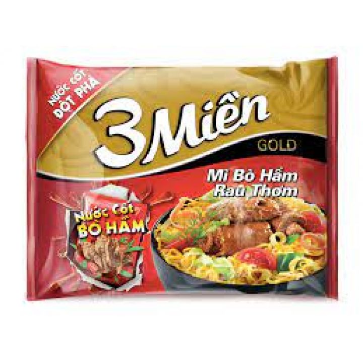 Thùng 30 gói mì tôm 3 miền- mì bò rau thơm 75G