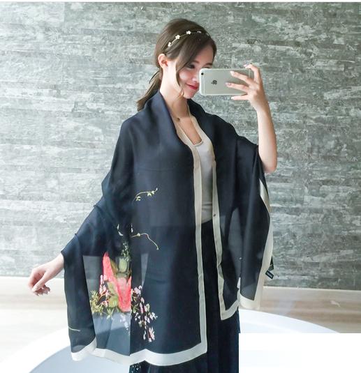 Khăn choàng lụa satin Khăn choàng nữ khăn choàng cổ Khăn choàng công sở khăn choàng đi biển