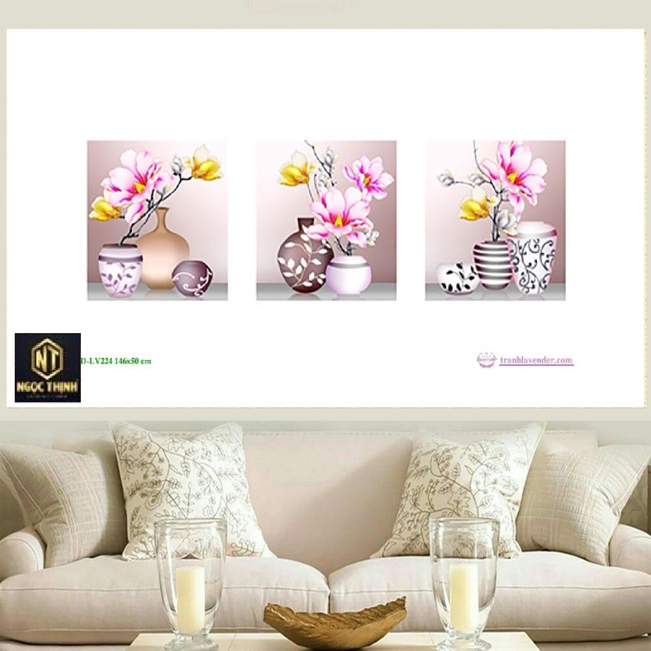 Tranh đính đá mẫu mới Bình hoa nghệ thuật (Bộ 3)-KT: 146x50