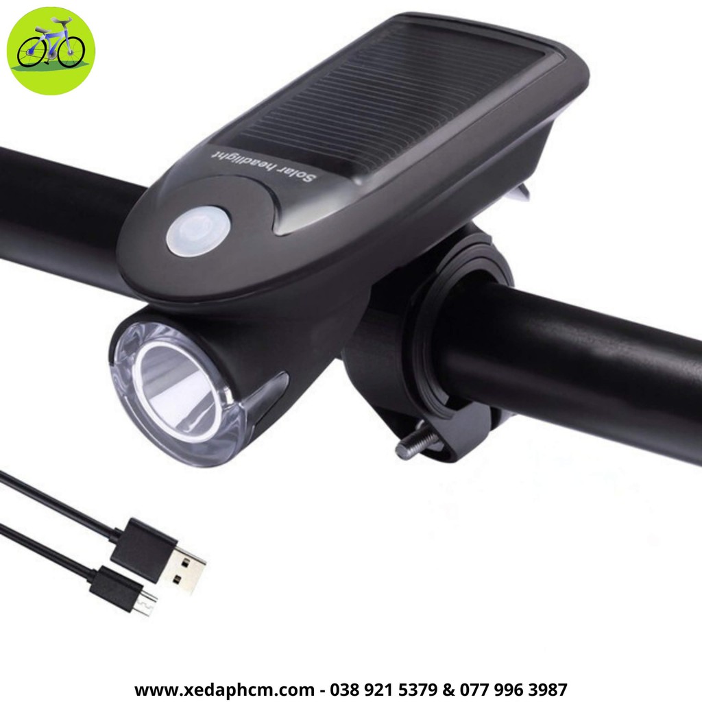 Đèn xe đạp trước LED siêu sáng Đèn pha chống nước năng lượng mặt trời pin trâu chống nước chống