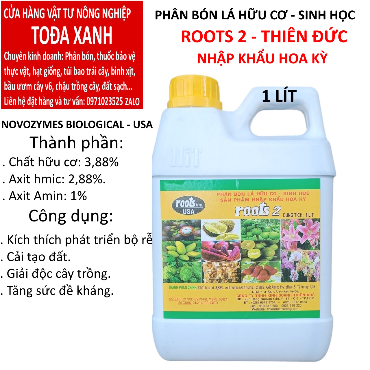 PHÂN BÓN LÁ ROOTS 2 CAN 1 LÍT