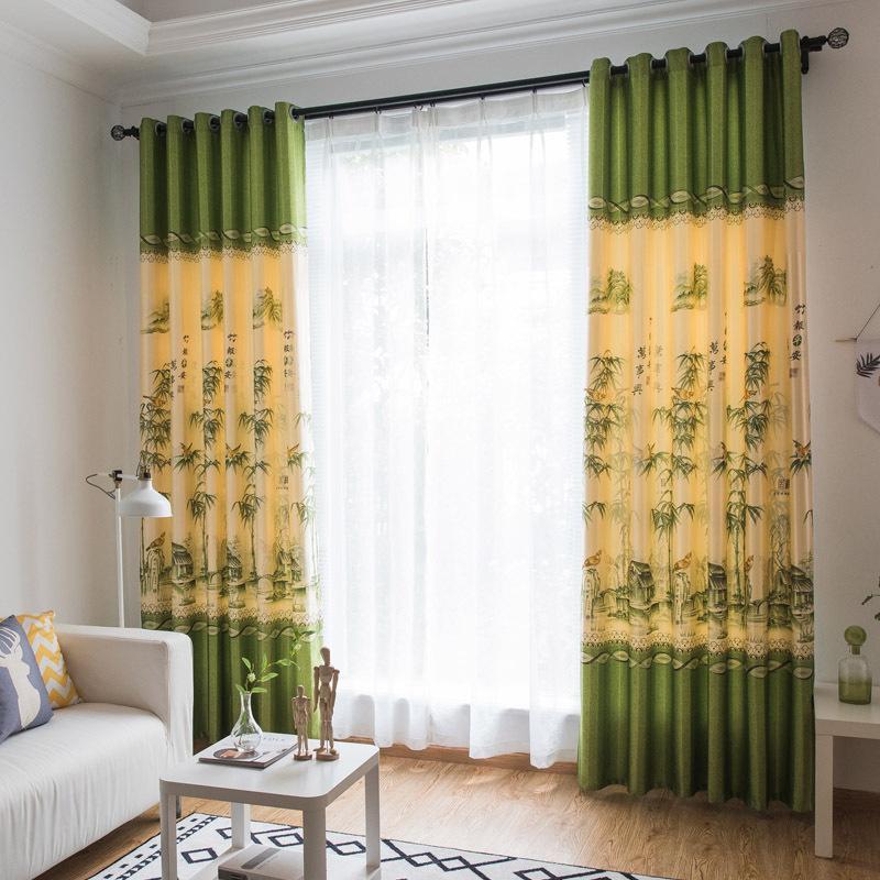 Rèm treo cửa trúc xanh in hai mặt chất liệu đẹp 1 tấm 1m ngang x 2.7m cao