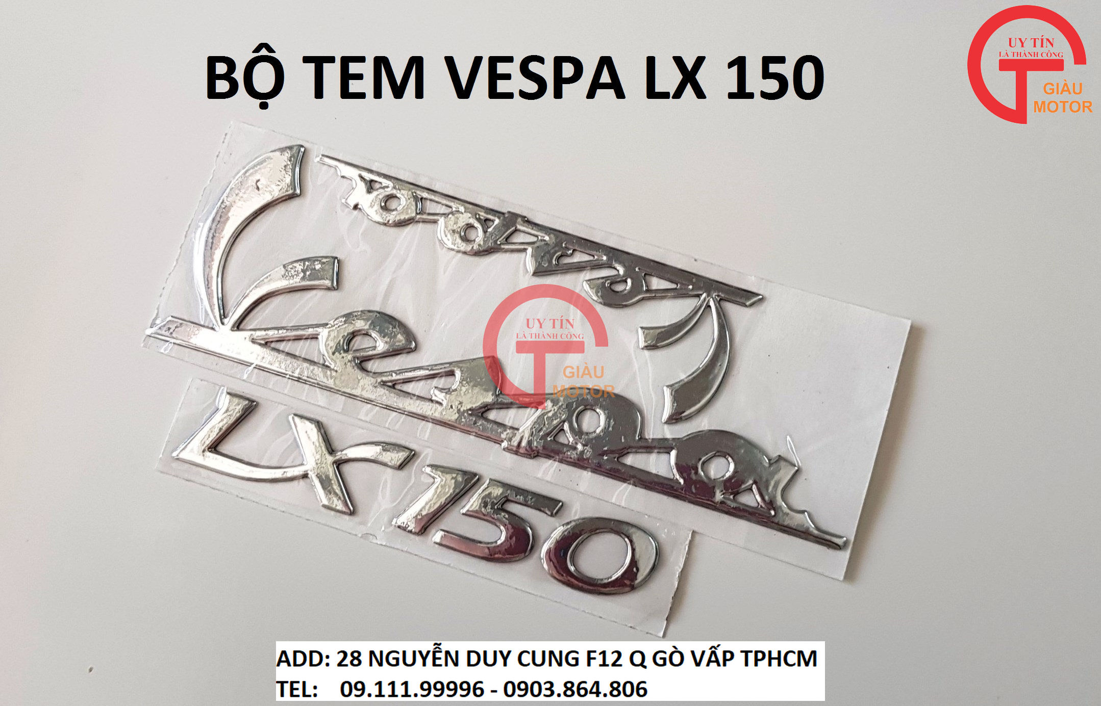 BỘ CHỮ NỔI MÀU BẠC CHỮ VESPA LX 150 DÁN XE PIAGGIO VESPA
