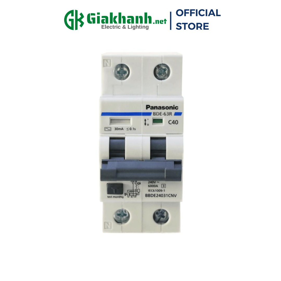 Aptomat cb chống giật chống rò rcbo panasonic 2p 6a ,16a, 20a, 25a, 32a, 40a, 50a, 63a