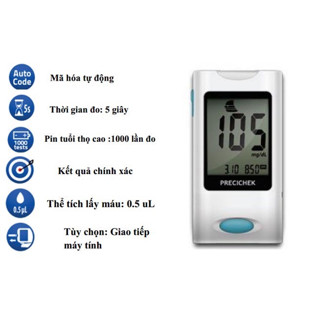 Máy đo đường huyết Precichek AC-300 + 50 que thử