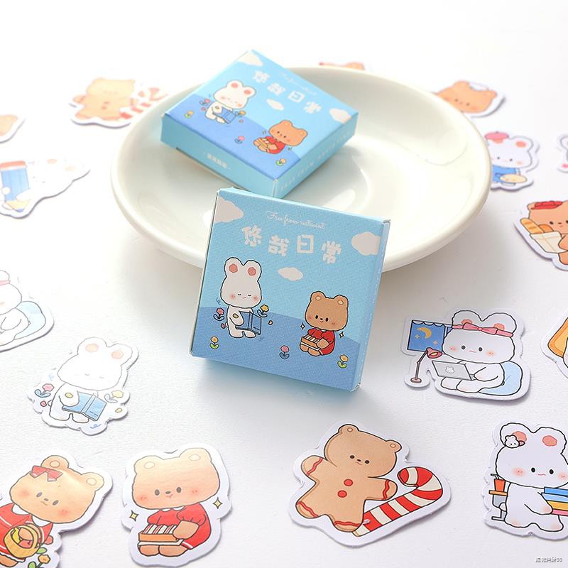 Hộp 45 sticker hình dán Gấu thỏ dễ thương