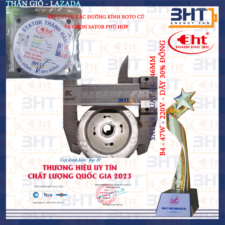 Stator quạt B4 - 47W - 220V dây đồng 30% & 100%