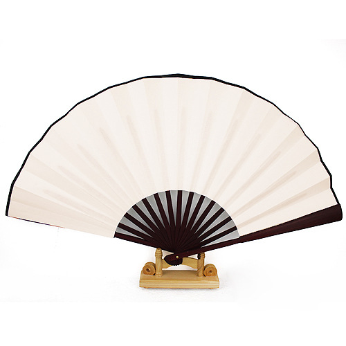 Quạt xếp cổ trang giấy lụa nan nâu