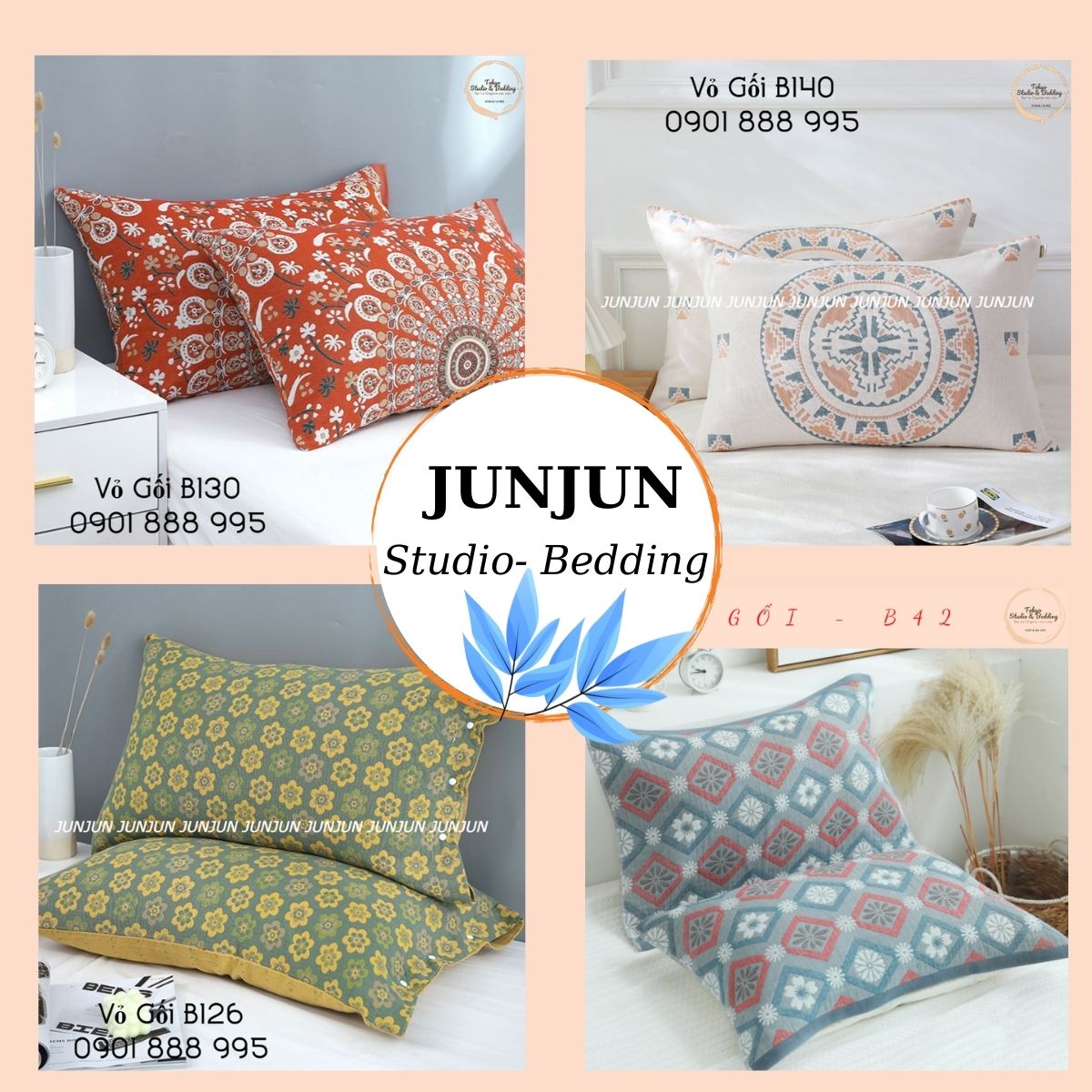 (1)TH Vỏ Gối vải Xô Cotton Sợi tre Organic_Dòng Basic/Phổ thông (Cặp)