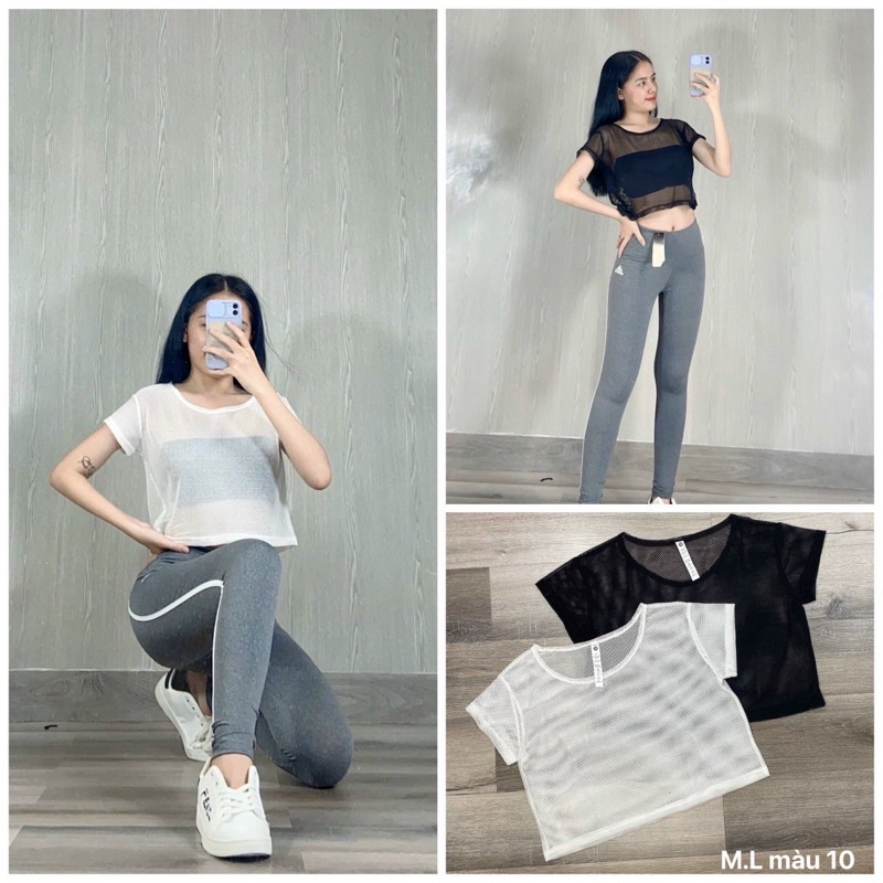 Áo Croptop lưới tập gym_ yoga ( Áo Croptop lưới)
